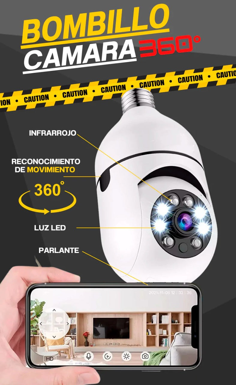 Cámara De Seguridad Panorámica 360º 1080p Foco Camara Wifi